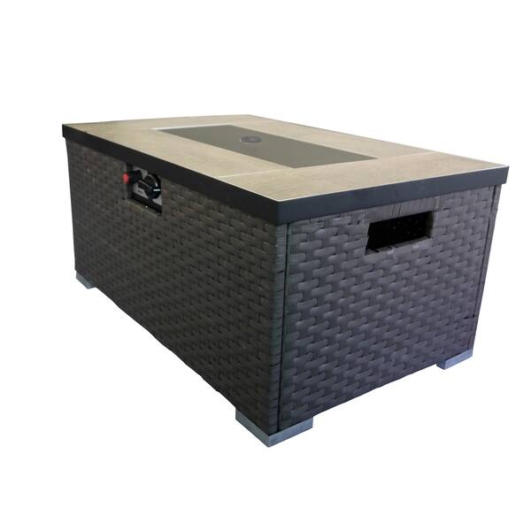 Shop Auburn Dark Brown Woven Gas Fire Pit Table And Propane Tank