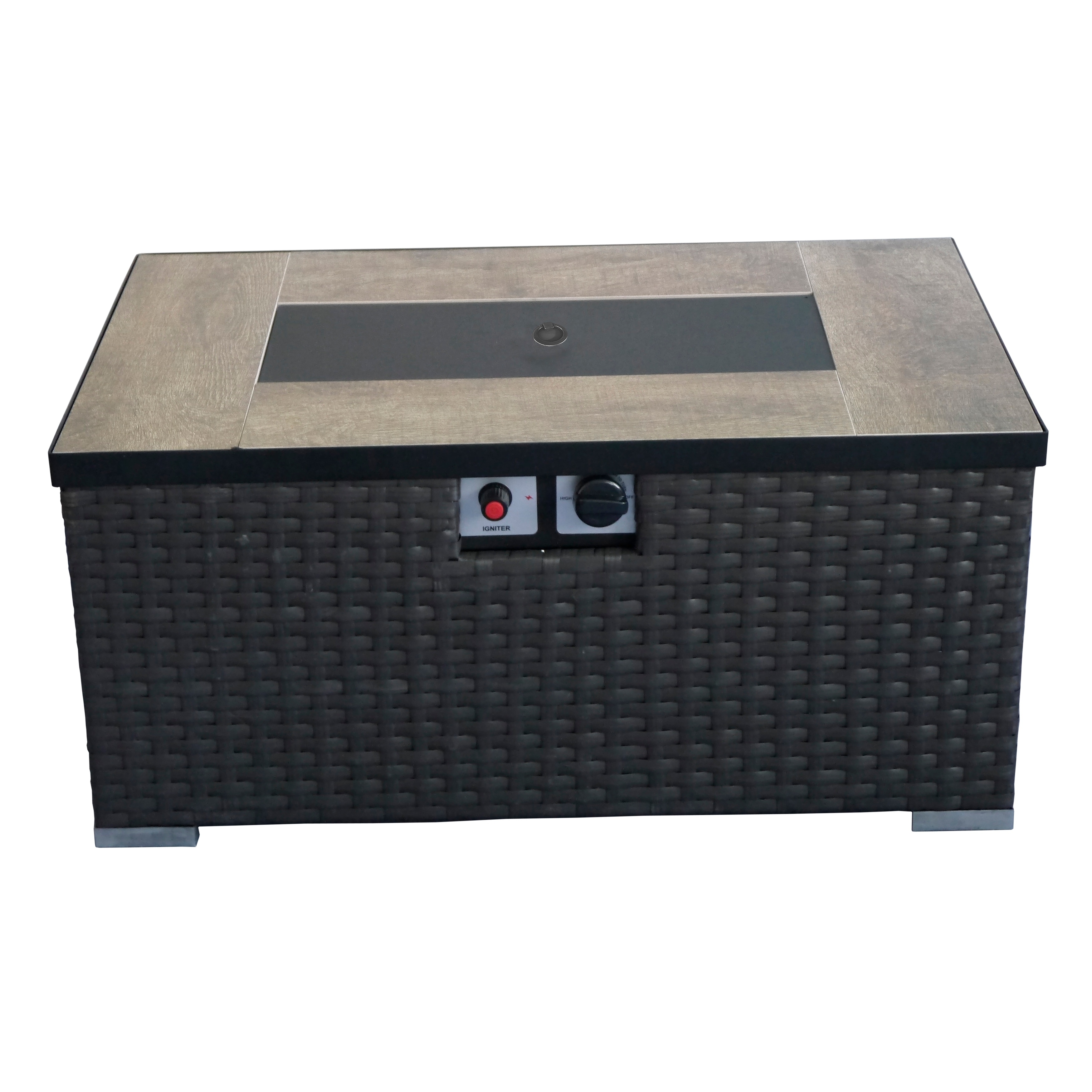 Shop Auburn Dark Brown Woven Gas Fire Pit Table On Sale Free