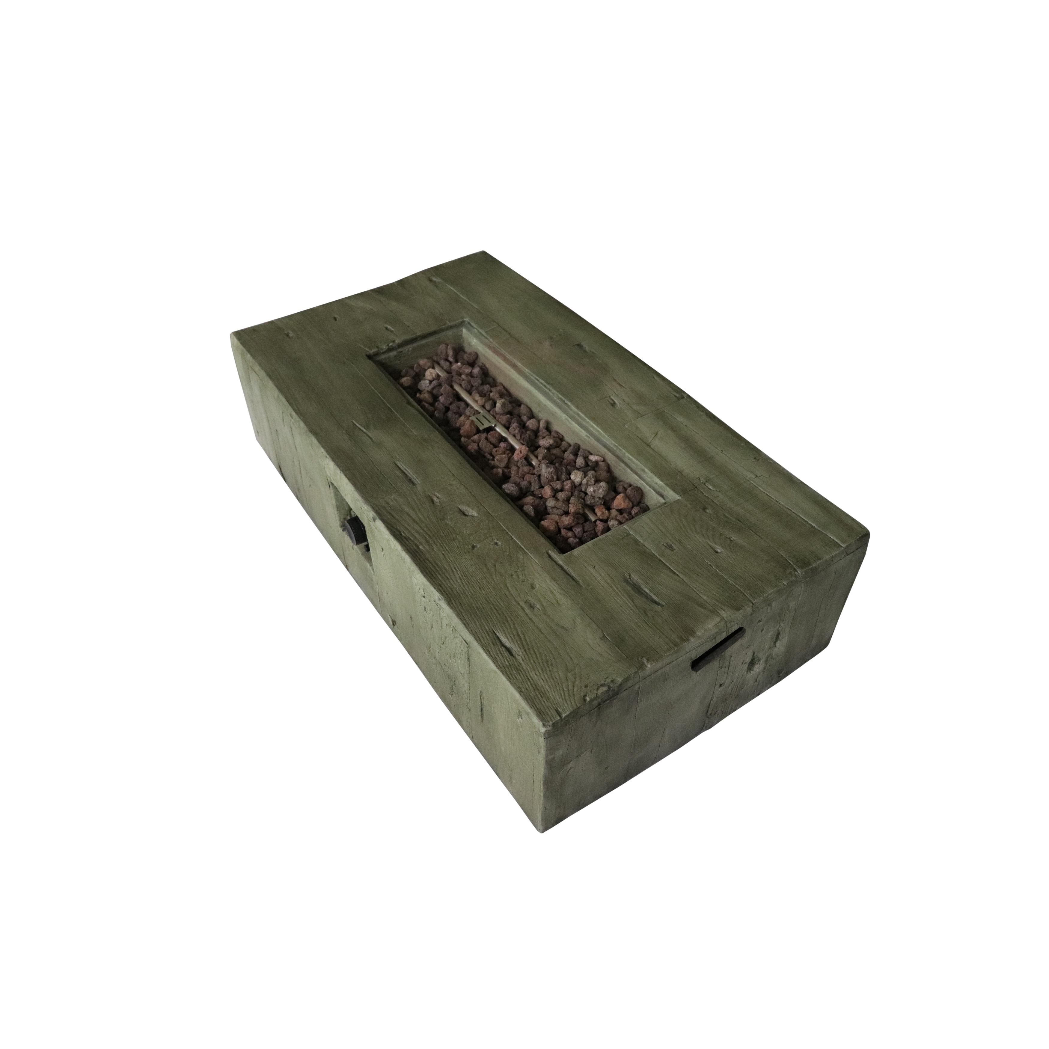 Shop Laguna Weathered Wood Rectangular Gas Fire Pit And End Table