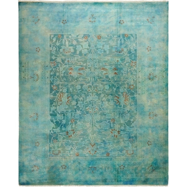 Contemporary Colorful One-of-a-Kind Hand-Knotted Area Rug - 8 x 10