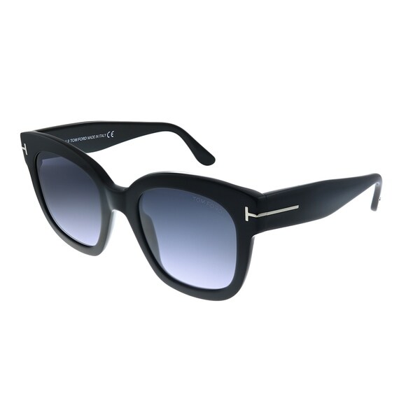Tom Ford Stephanie TF 570 14X Gunmetal Metal Sunglasses Blue Gradient Lens