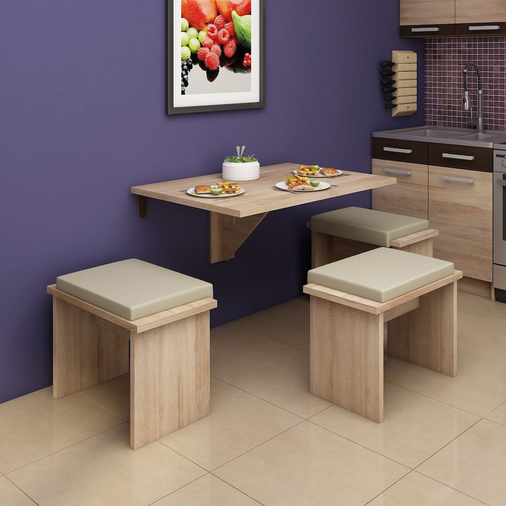 Expert D Wall-Mounted Drop Leaf Dining Table - Natural OAK