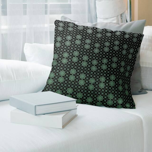 Ombre Lattice Throw Pillow - 16 x 16 - Green - Synthetic Fiber