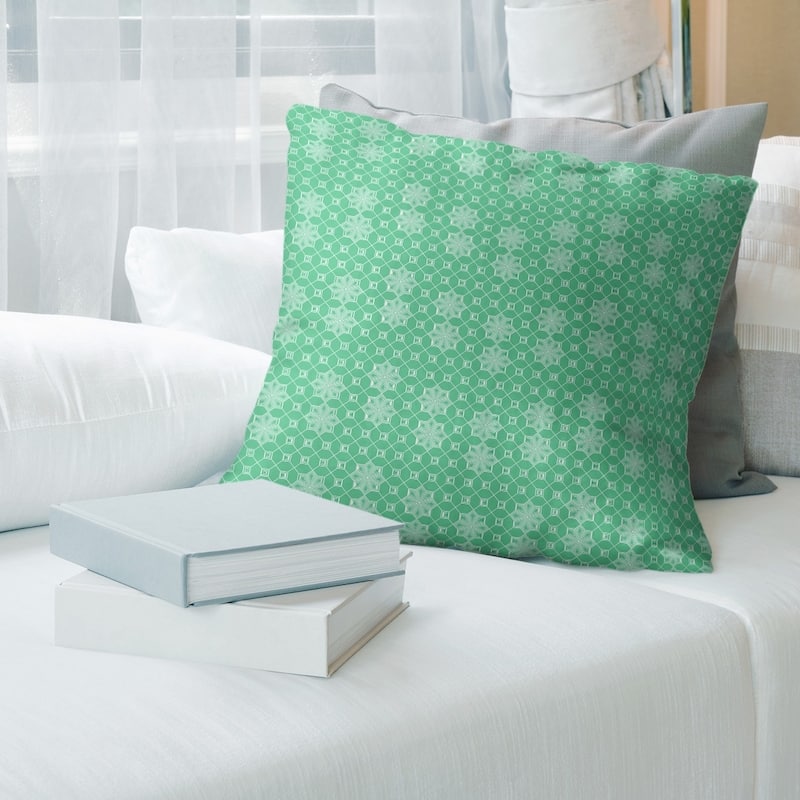Classic Lattice Throw Pillow - 16 x 16 - Green - Faux Suede