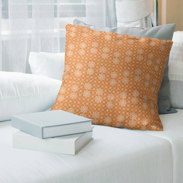 Classic Lattice Throw Pillow - 18 x 18 - Orange - Polyester