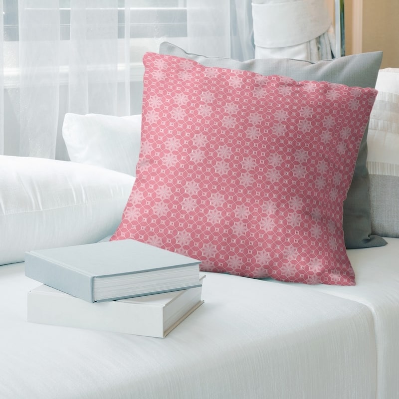 Classic Lattice Throw Pillow - 16 x 16 - Pink - Synthetic Fiber