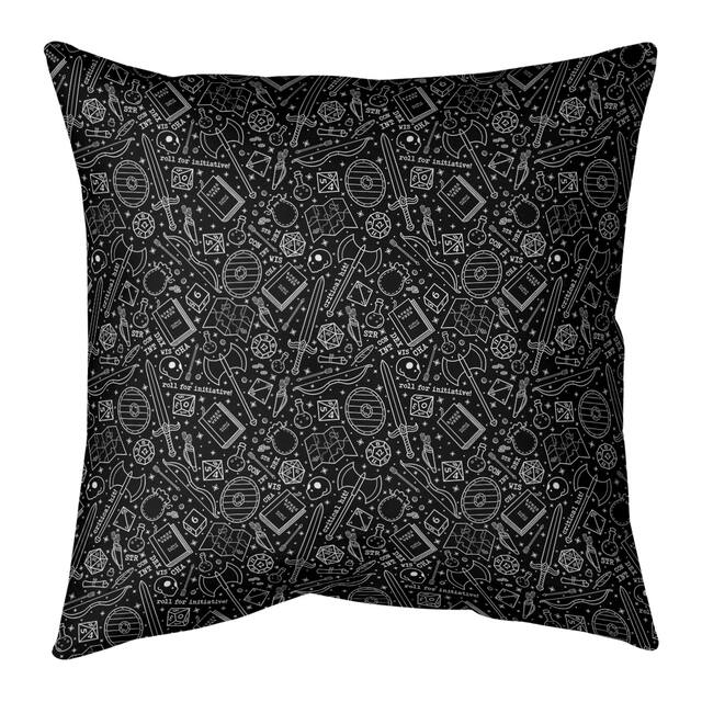 White Accent Classic RPG Pattern Throw Pillow