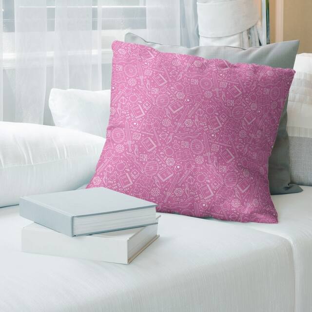 White Accent Classic RPG Pattern Throw Pillow - 26 x 26 - Pink & White - Polyester