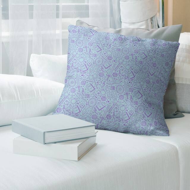Full Color RPG Pattern Throw Pillow - 18 x 18 - Blue & Purple - Synthetic Fiber