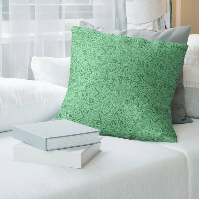 Full Color RPG Pattern Throw Pillow - 18 x 18 - Green - Faux Suede