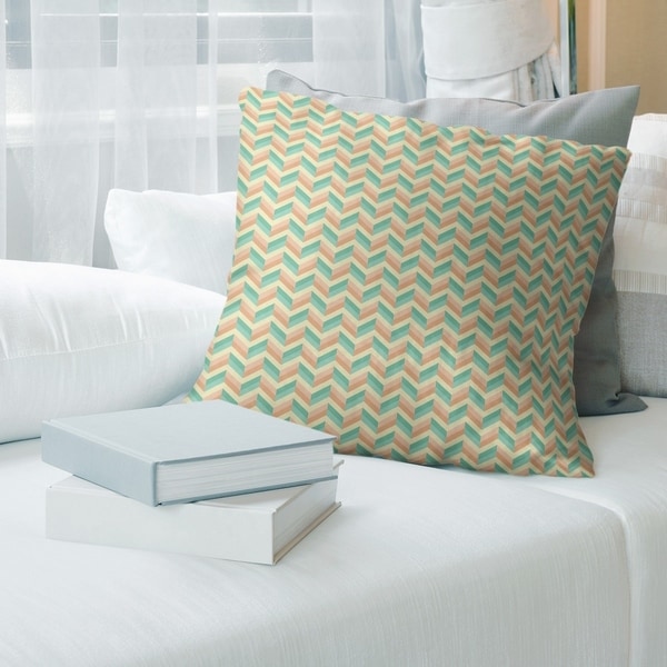 Chevrons with Green Throw Pillow