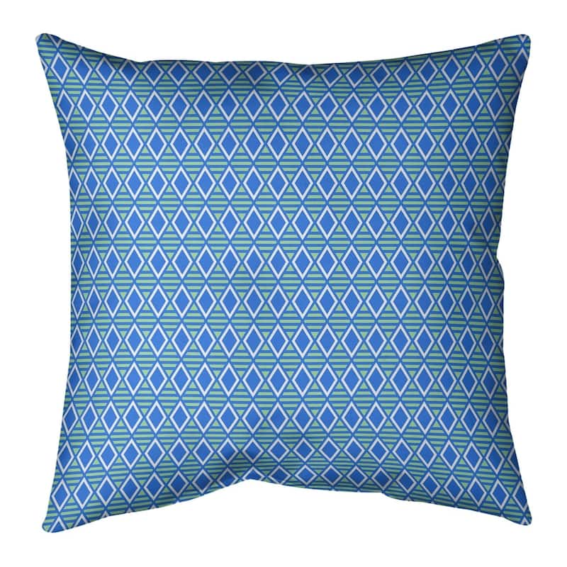 Blue Feature Two Color Geometric Diamonds Throw Pillow