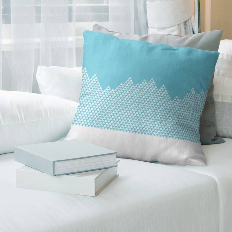 Day Mountain Pattern Throw Pillow - 18 x 18 - Teal - Synthetic Fiber