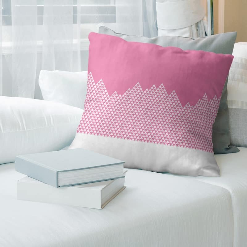 Day Mountain Pattern Throw Pillow - 16 x 16 - Pink - Synthetic Fiber
