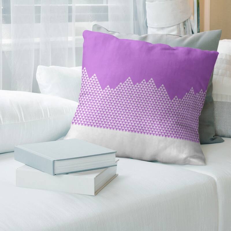 Night Mountain Pattern Throw Pillow - 14 x 14 - Violet - Cotton