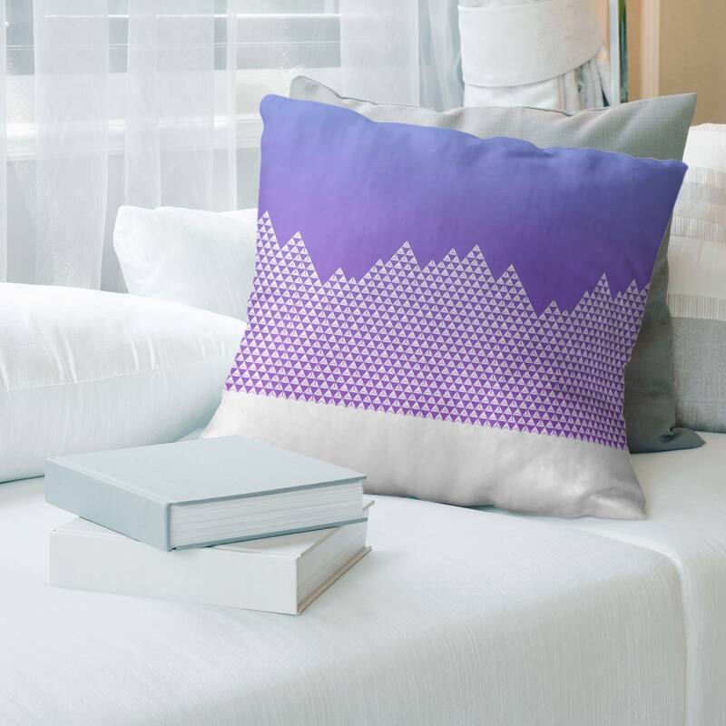 Night Mountain Pattern Throw Pillow - 14 x 14 - Blue & Purple - Linen