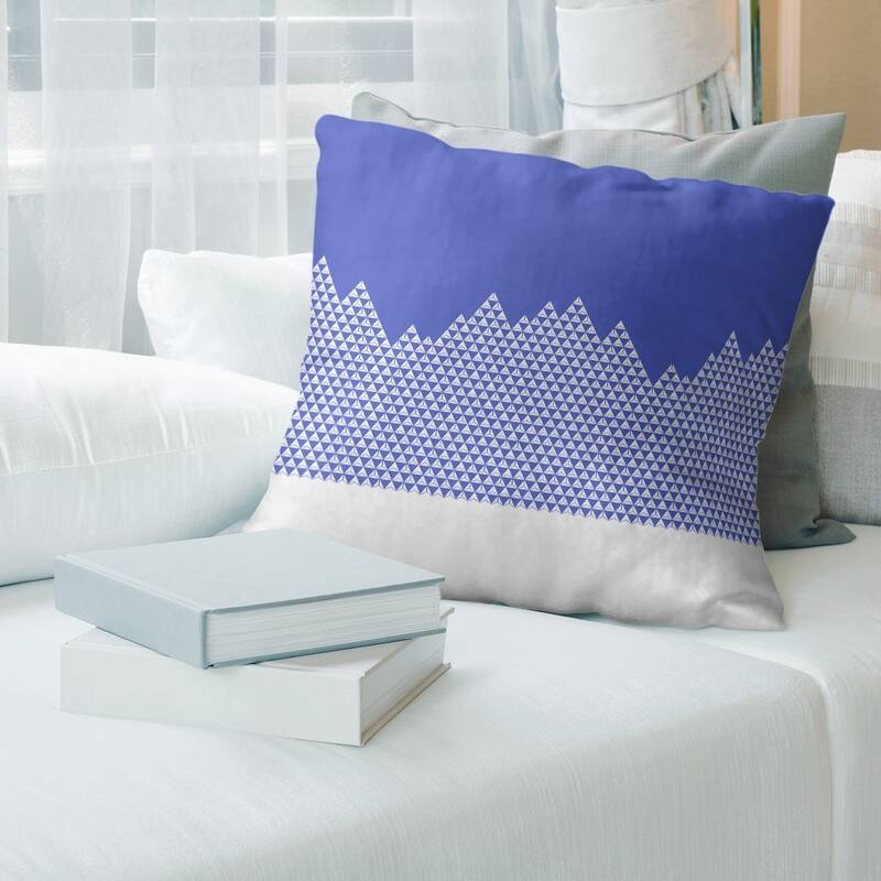 Night Mountain Pattern Throw Pillow - 14 x 14 - Blue - Synthetic Fiber