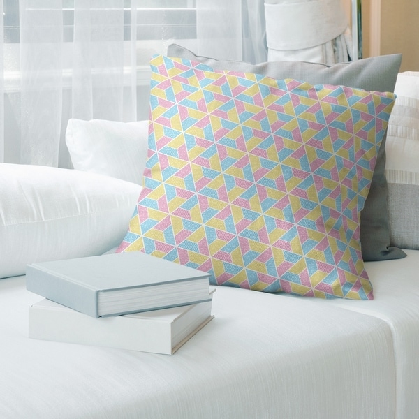 Yellow Feature Three Color Trapezoids Throw Pillow