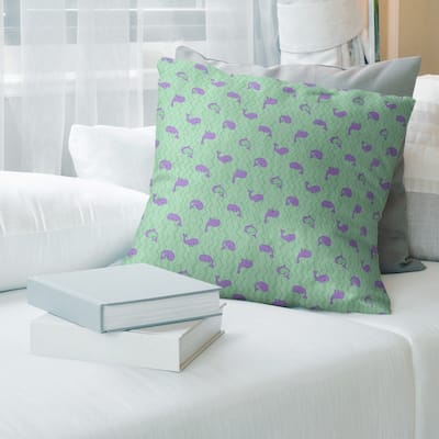 Multicolor Whales Pattern Throw Pillow