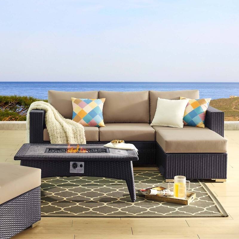 Convene 3 Piece Set Outdoor Patio with Fire Pit - Espresso Mocha