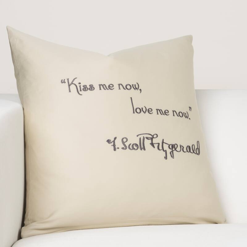 Hotel de Fitzgerald 18" Embroidered Pillow - Cream - Kiss me now love me now
