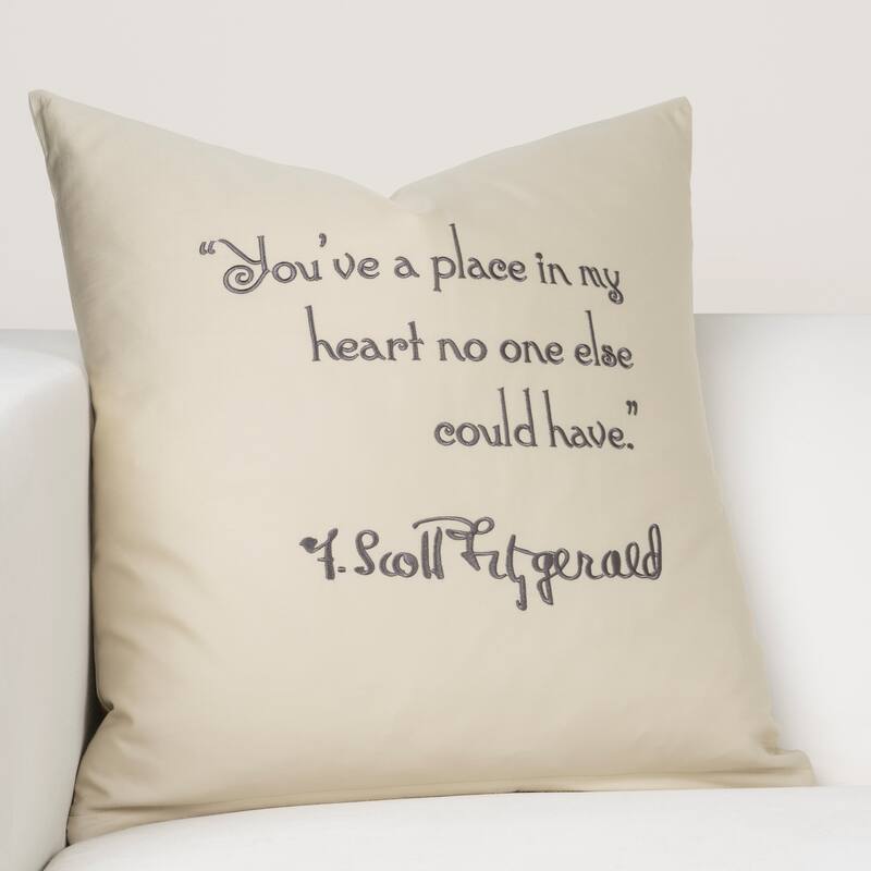 Hotel de Fitzgerald 18" Embroidered Pillow - Cream - You've a place in my heart no one else could have