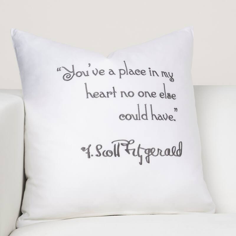 Hotel de Fitzgerald 18" Embroidered Pillow - White - You've a place in my heart no one else could have