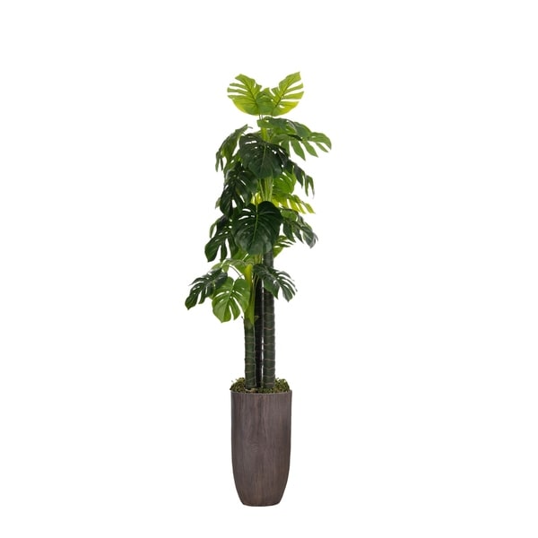Laura Ashley 86.25" Tall Monstera Ceriman, Artificial Indoor/ Outdoor Faux Décor in Resin Planter