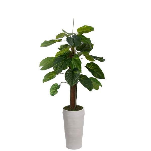 Laura Ashley 69" Real touch greenery in Fiberstone Planter
