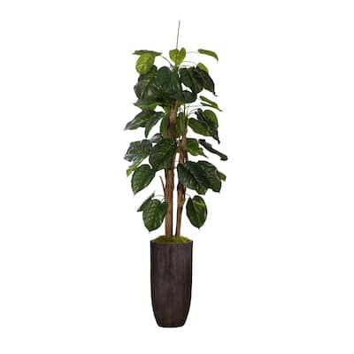 80.25" Scindapsus Aureus Faux Décor with Burlap Kit in Resin Planter
