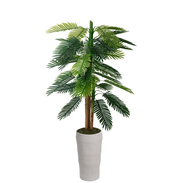 79" Real touch palm tree in Fiberstone Planter