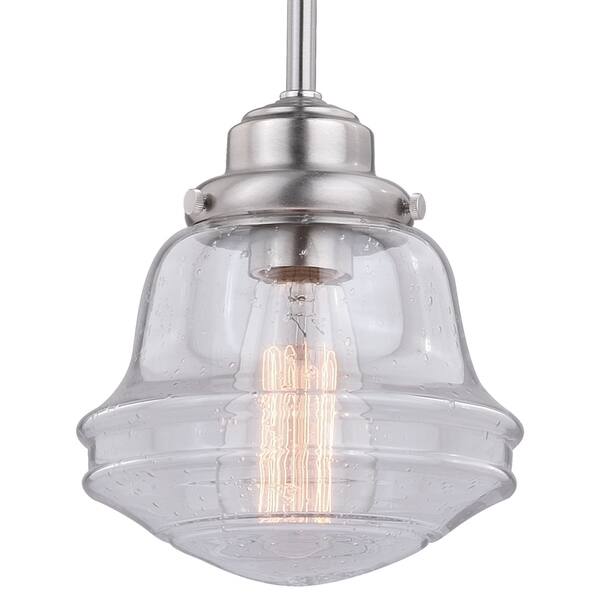 Huntley Satin Nickel Farmhouse Schoolhouse Mini Pendant Satin Nickel Farmhouse Schoolhouse