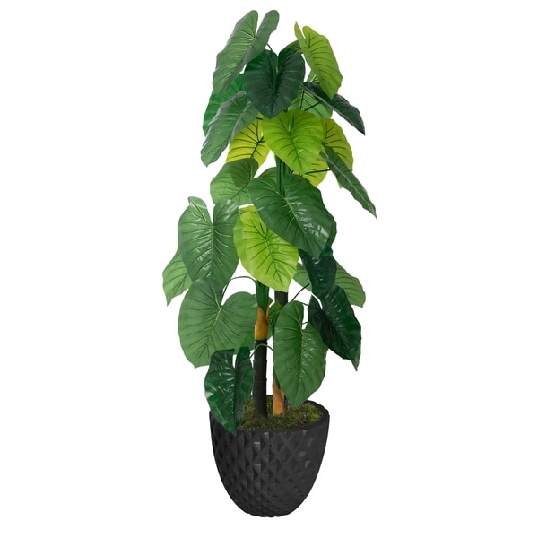 53.6" Real touch taro plant in Fiberstone Planter