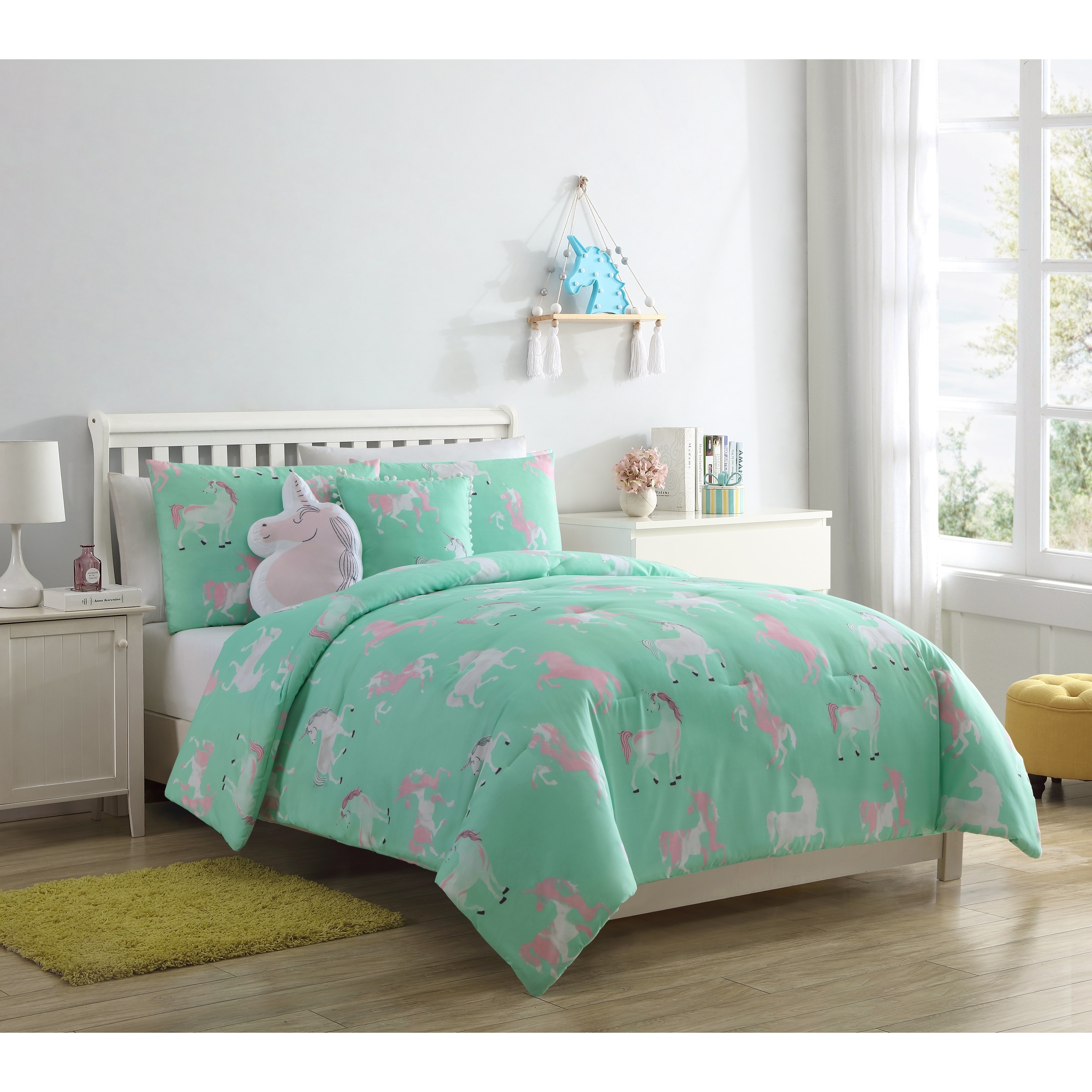 blue unicorn bedding