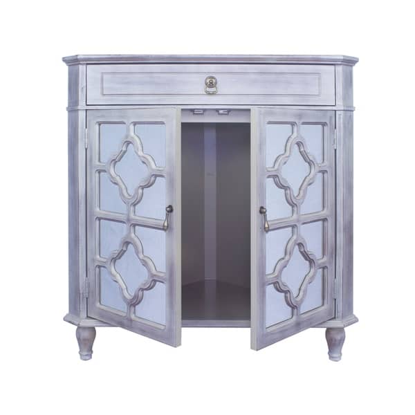 Shop Frasera 1 Drawer 2 Door Quatrefoil Mirror Inserts Corner Cabinet On Sale Overstock 28366396