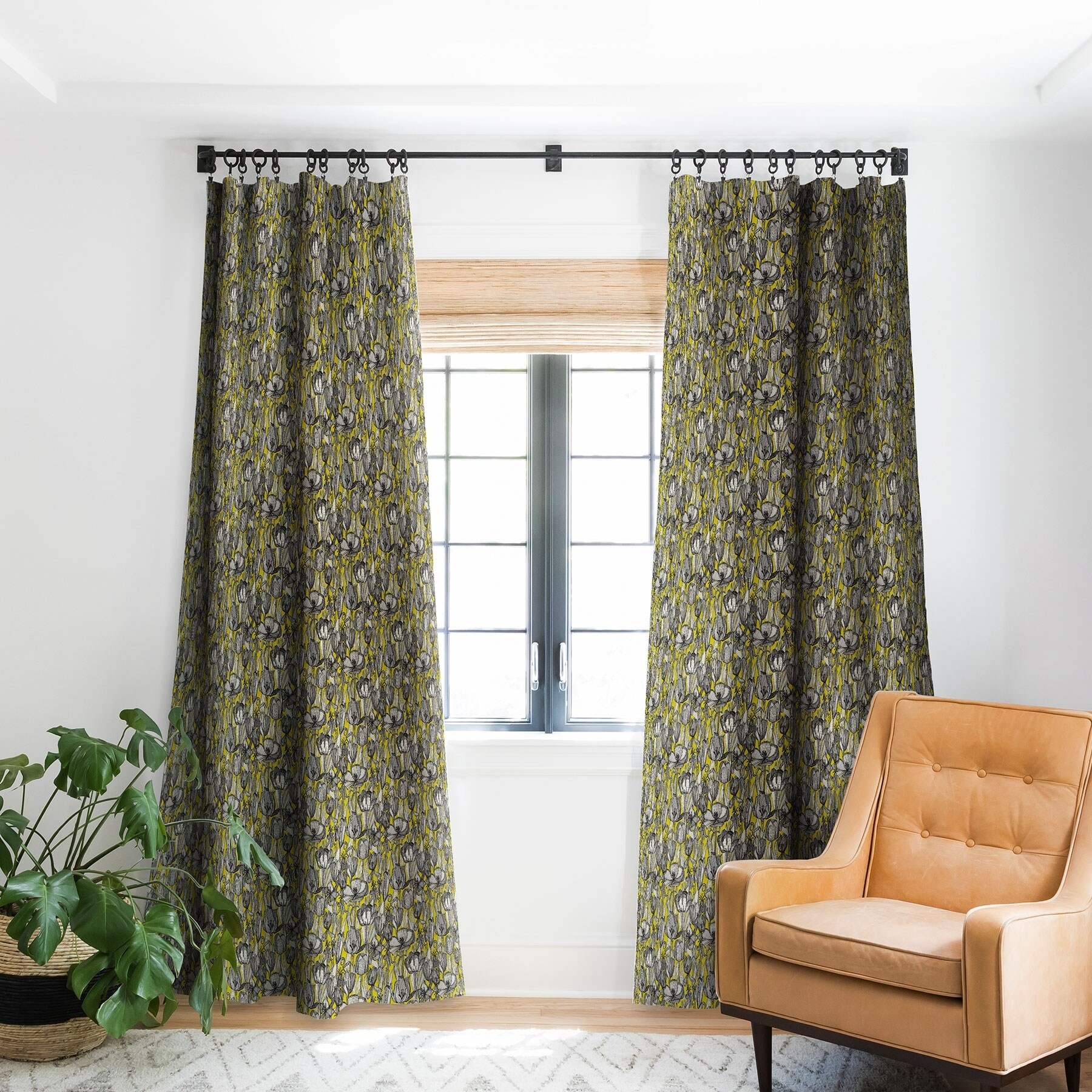 Shop Deny Designs Tulip Decay Chartreuse Blackout Curtain Panel 2
