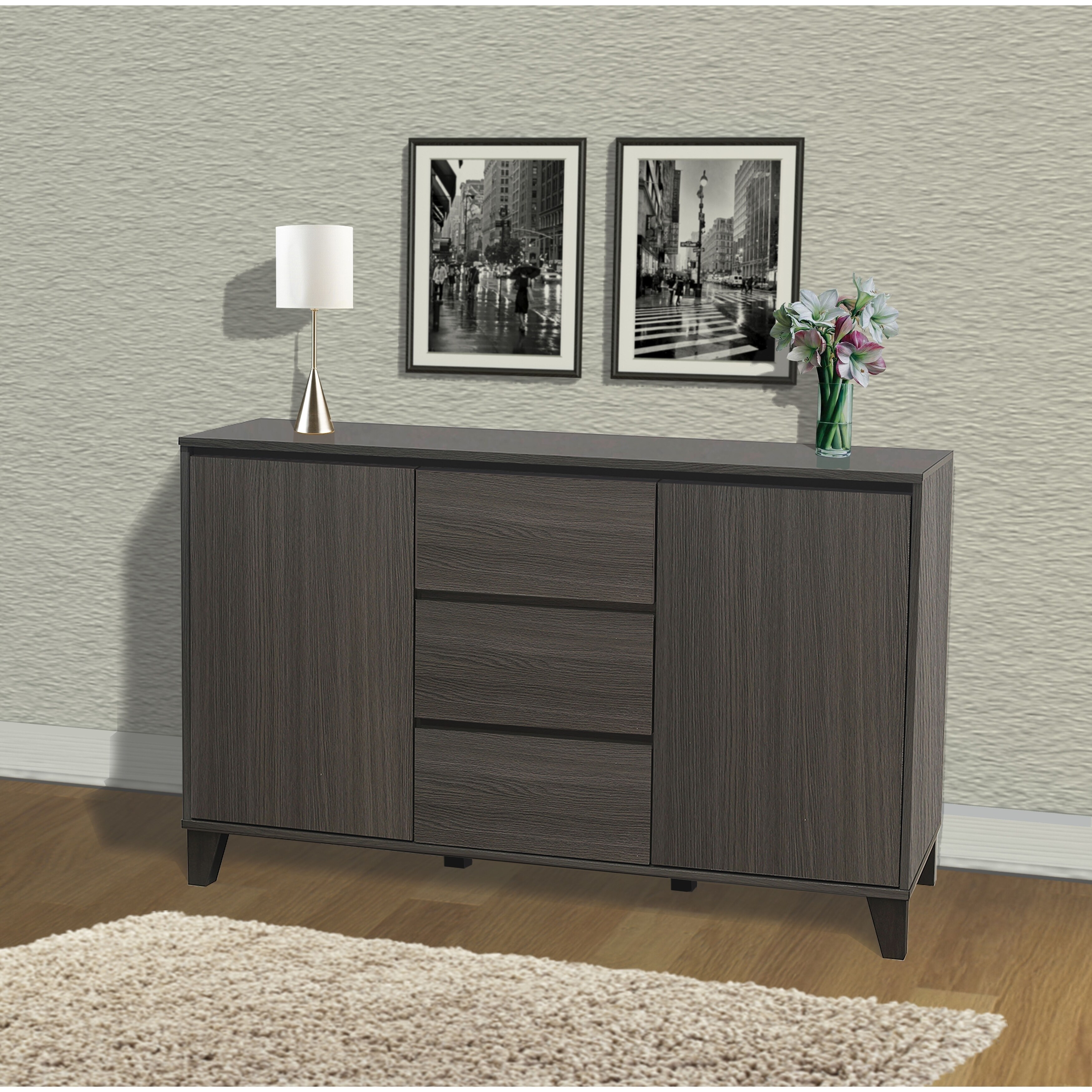 Shop Modern 3 Drawers Grey Console Table Free Shipping Today