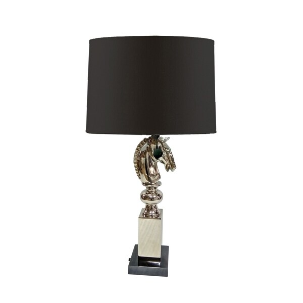 Stainless Steel 31" Horse Head Table Lamp, Silver
