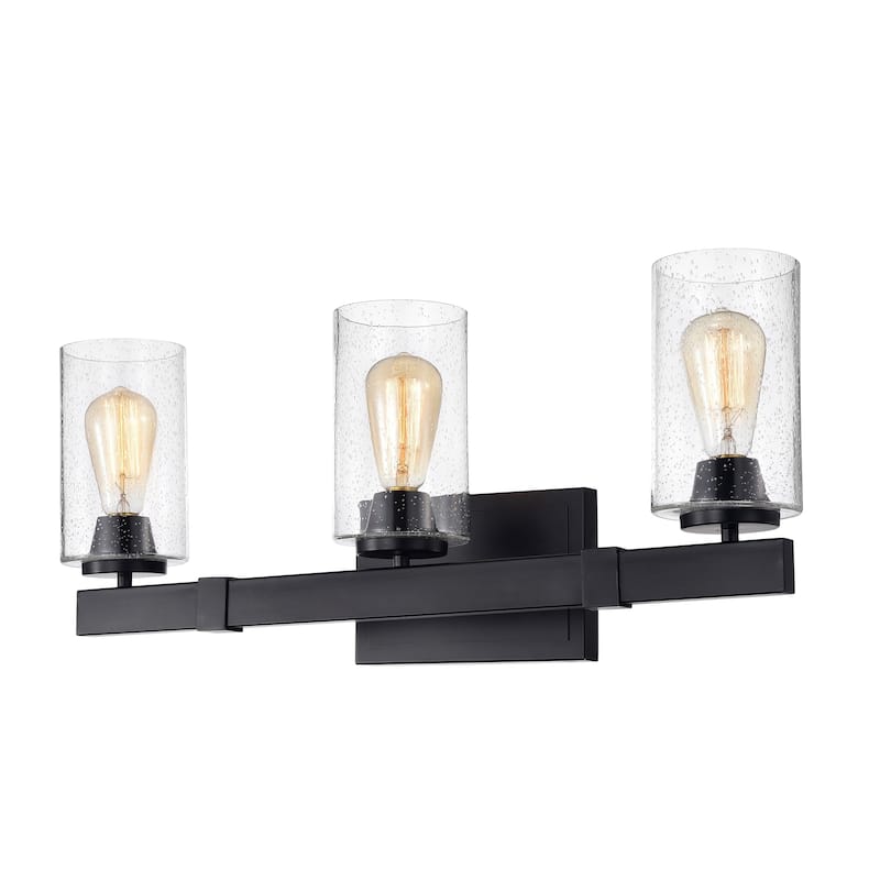 Melchie Matte Black 3-light Wall Sconce with Bubble Glass Shades