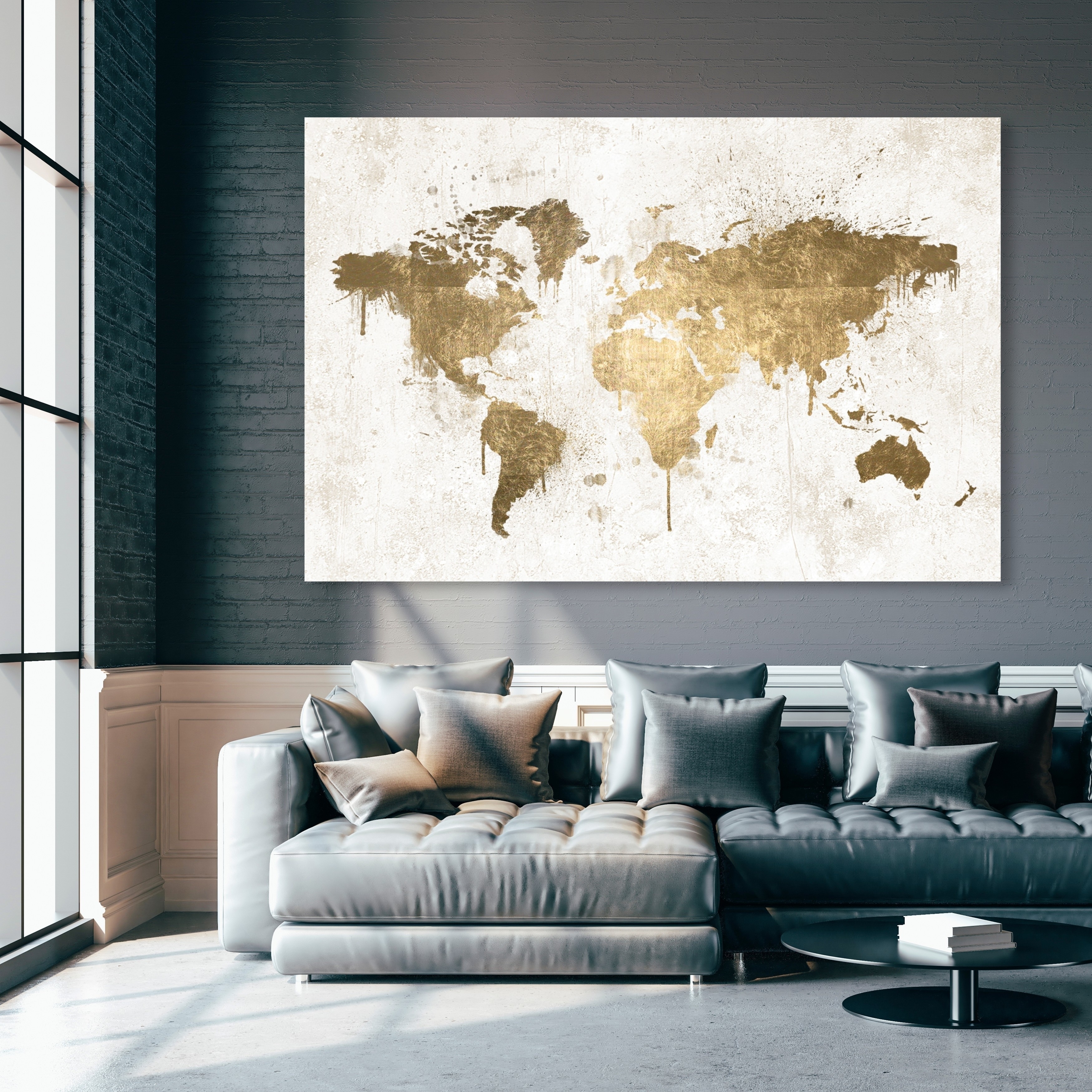 Oliver Gal 'Mapamundi White Gold' Maps and Flags Wall Art Canvas Print -  Gold, White