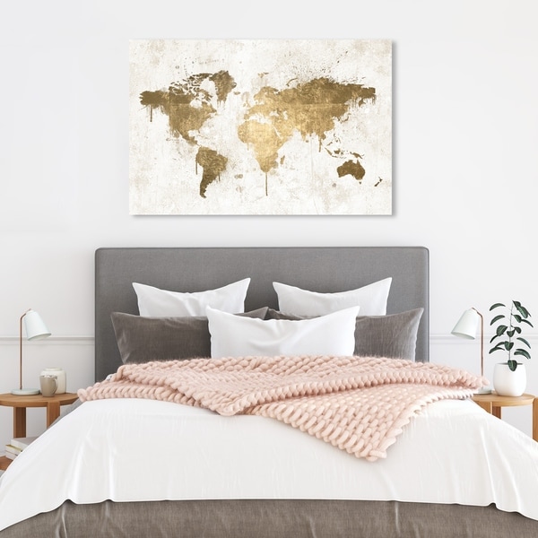 Oliver Gal 'Mapamundi White Gold' Maps and Flags Wall Art Canvas