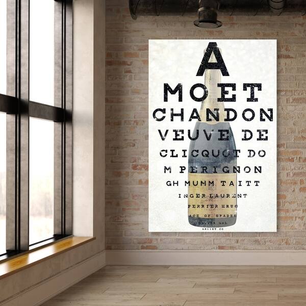 Drinks and Spirits Champagne Bottle Eye Chart - Wrapped Canvas Graphic Art Print Oliver Gal Size: 36 H x 24 W