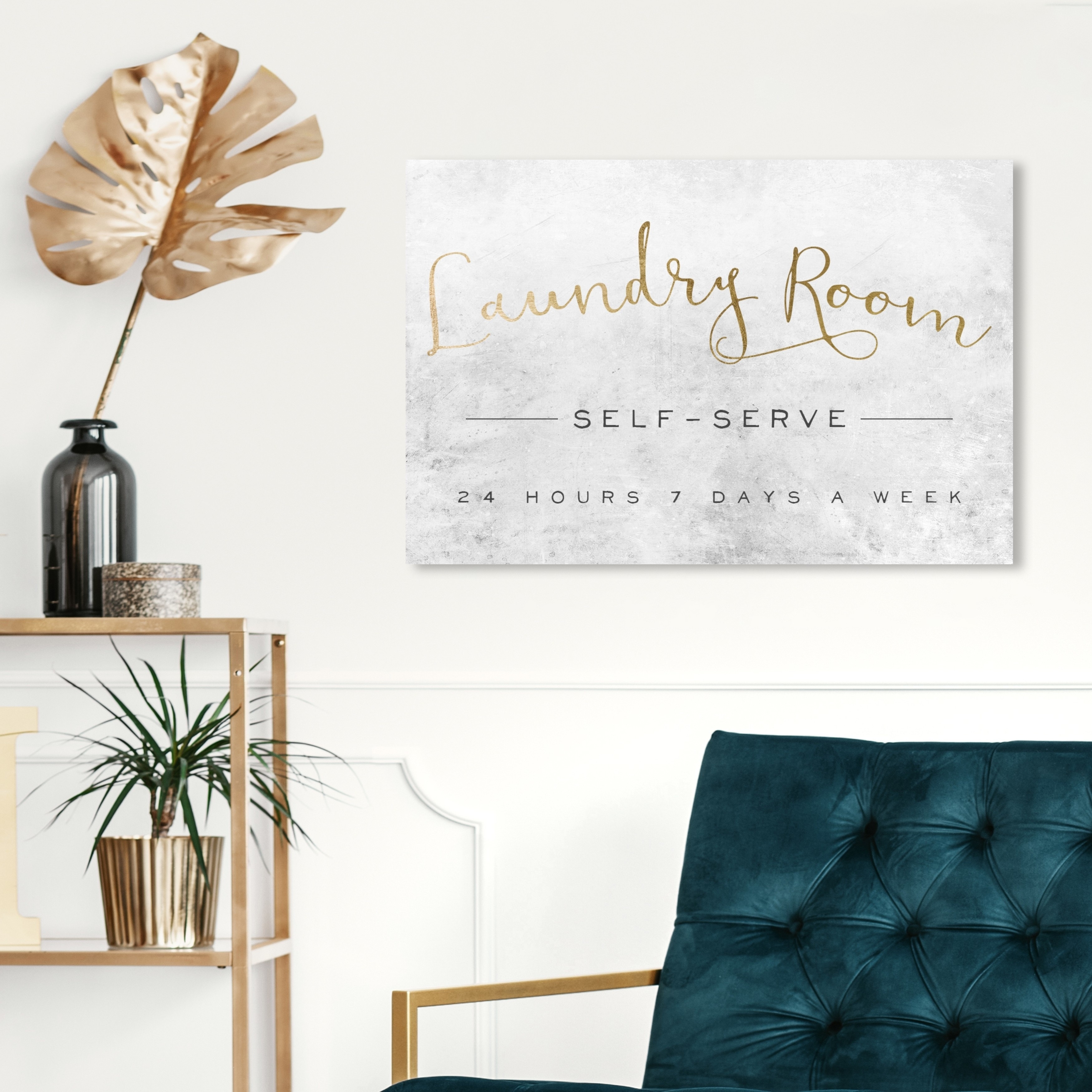 Shop Oliver Gal Laundry Room Typography And Quotes Wall Art Canvas Print Gold White Overstock 28369986 24 X 16