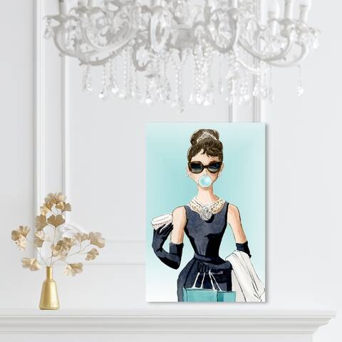 Oliver Gal 'Bubble Gum and Diamonds' People and Portraits Wall Art Canvas Print - Teal, Turquoise