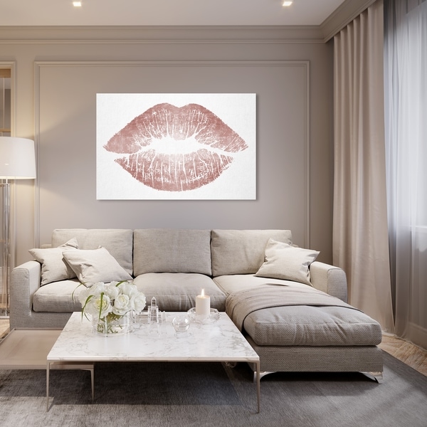 Oliver Gal 'Rose Gold Solid Kiss' Fashion and Glam Wall Art Canvas