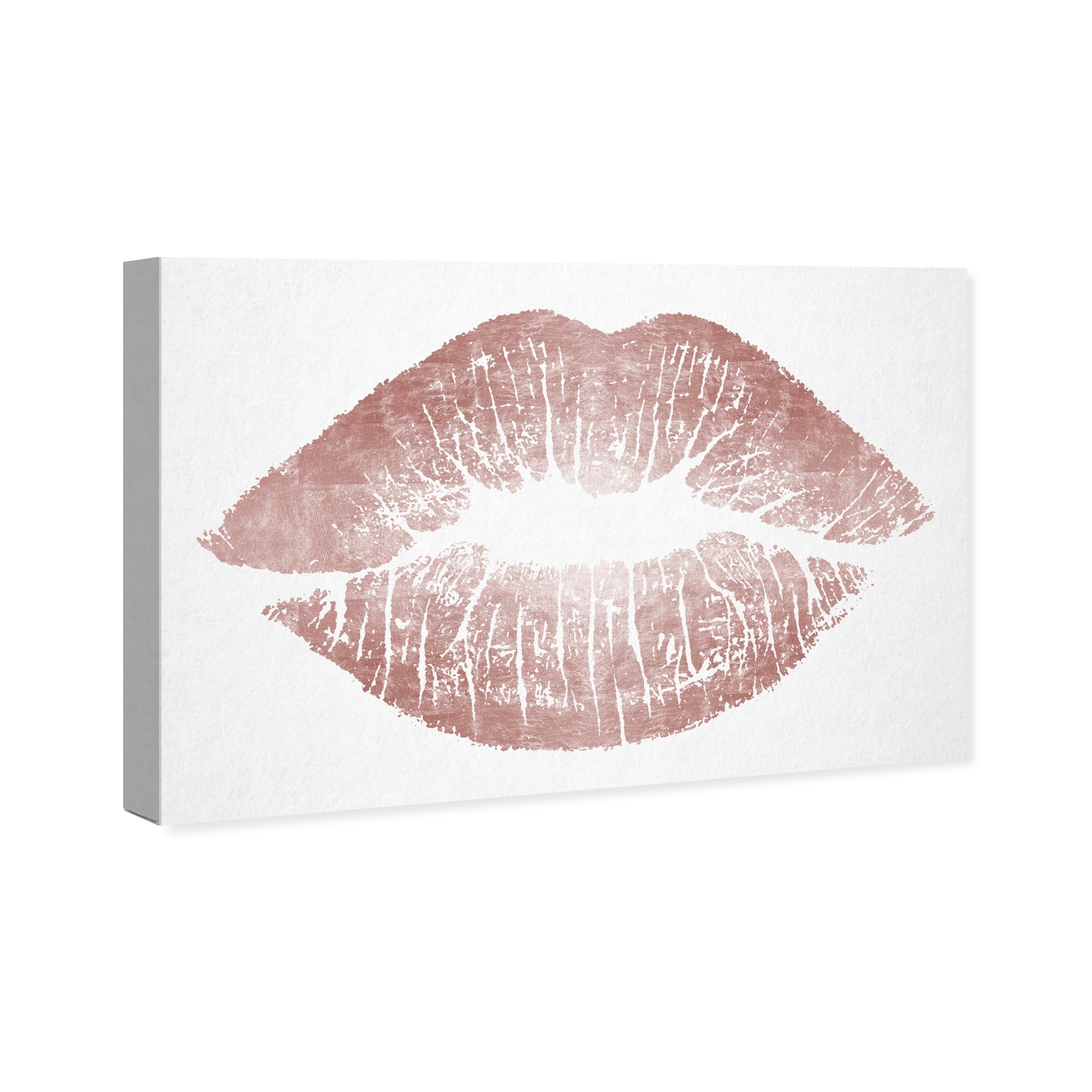 Oliver Gal 'Rose Gold Solid Kiss' Fashion and Glam Wall Art Canvas Print -  Pink, White