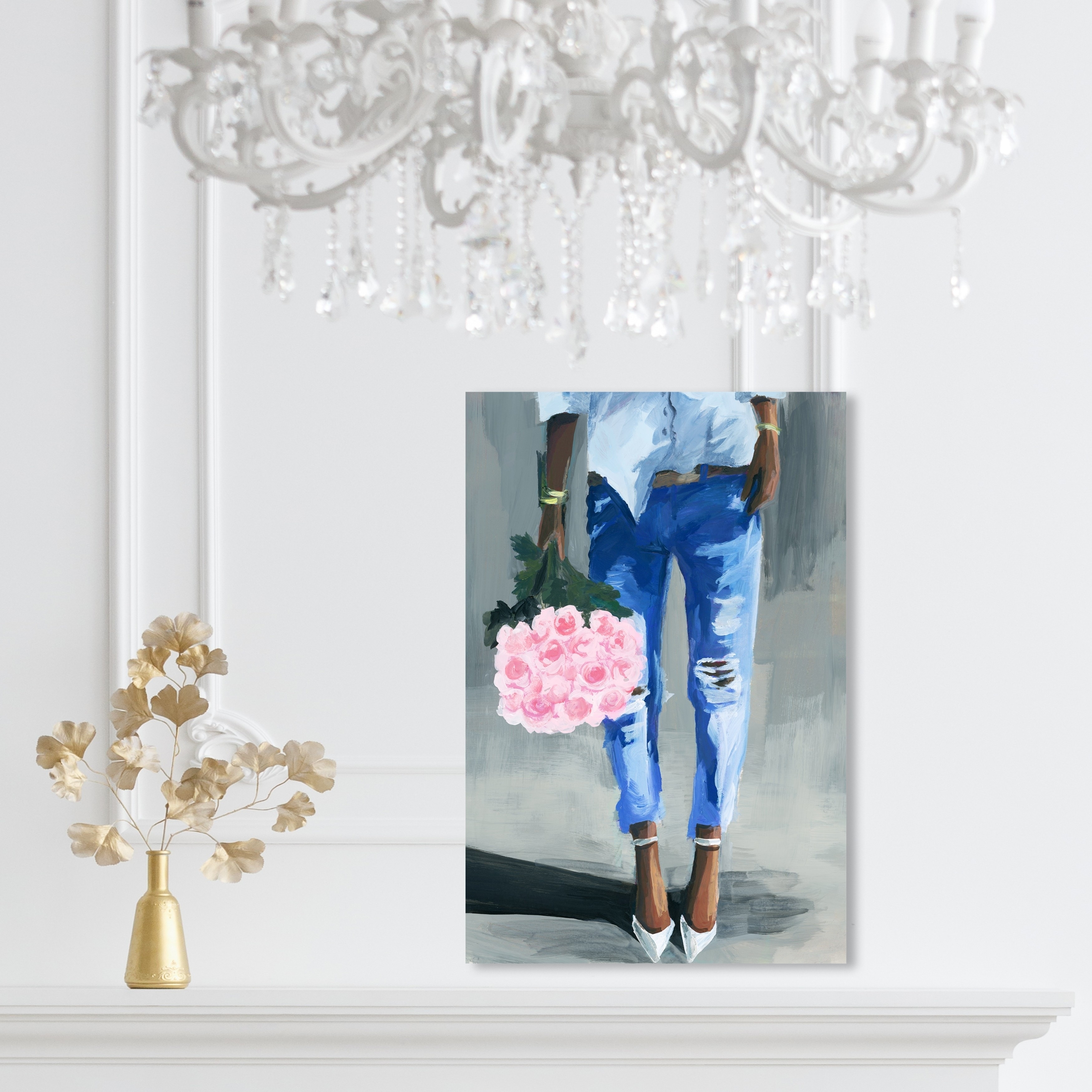 Oliver Gal 'Me and My Bouquet' Fashion and Glam Wall Art Canvas Oliver Gal 'Me and My Bouquet' Fashion and Glam Wall Art Canvas