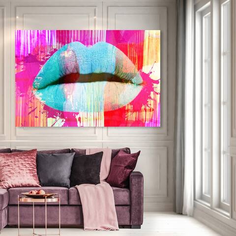 Oliver Gal 'No Words Left' Fashion and Glam Wall Art Canvas Print - Green, Pink