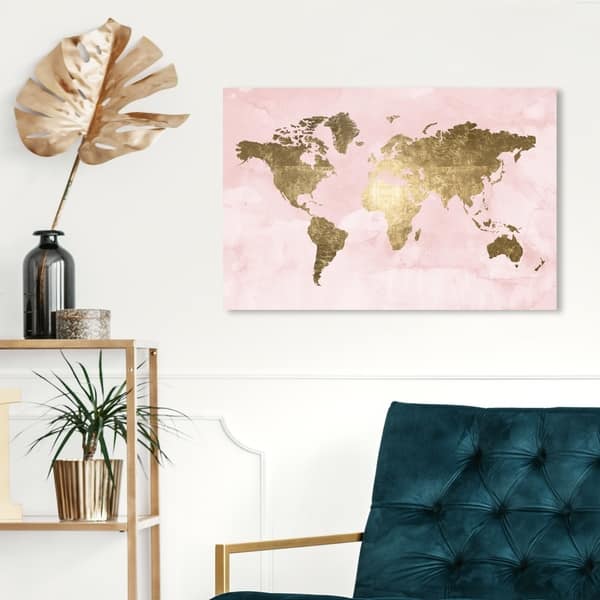 Oliver Gal Blush Mapamundi Maps And Flags Wall Art Canvas Print Pink Gold Overstock 28370062