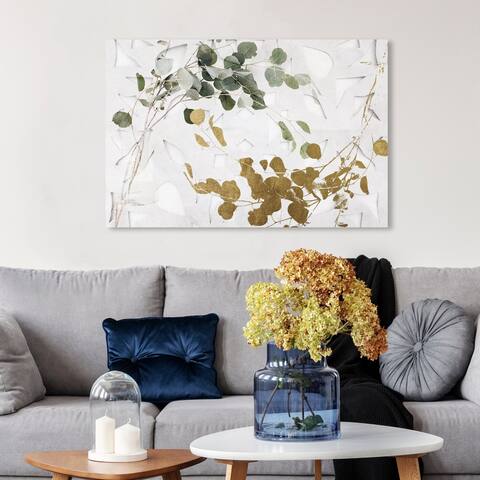Oliver Gal 'Golden Leaves' Floral and Botanical Wall Art Canvas Print - Gold, Green